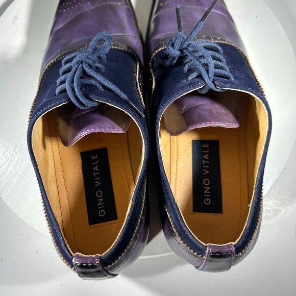 Gino Vitale Mens Dress Shoes Size 10 Purple Leather Medallion Toe Oxfords  Cowboy